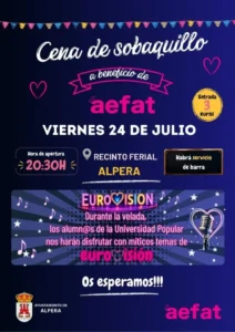 Cena sobaquillo a beneficio de AEFAT (Asociación Española de Familias Ataxia Telangiectasia) en Alpera
