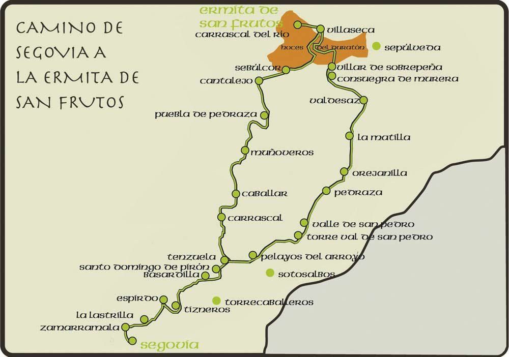Rutas del camino de San Frutos, en Segovia, con sus dos vertientes. El recorrido realizado por Abel de Frutos